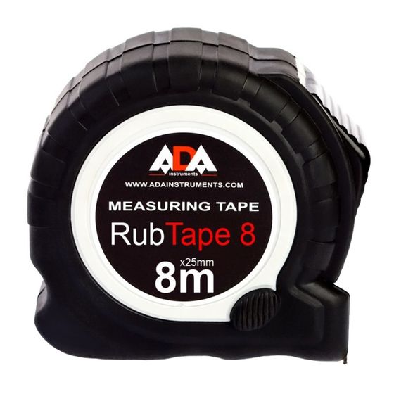 Рулетка ADA RubTape 8, сталь, с двумя СТОПами, 8 м х 25 мм