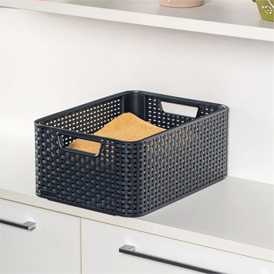 Корзина RATTAN STYLE BOX M темно-серая