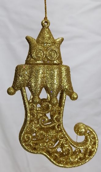 !09 НАБОР 2 ШТУКИ - ЕЛОЧНОЕ УКРАШЕНИЕ MARKO FERENZO "CLASSIC GOLD" САПОЖОК, 9 СМ. ЗОЛОТОЙ