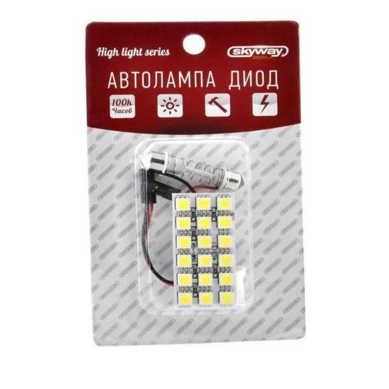 Панель светодиодная 12V, 18 SMD диодов, 47x23мм, белая, SKYWAY, блистер, S03301003