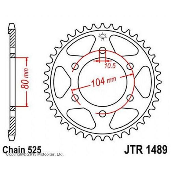 Звезда ведомая JT sprockets JTR1489-39, цепь 525, 39 зубьев