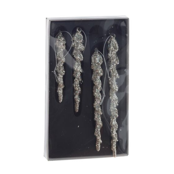 Набор из 4шт Украшение новогоднее "Сосулька", L12 W2,5 H22 см