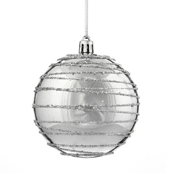 Набор из 12шт, Украшение новогоднее Шар &quot;Спираль серебристая&quot;, D10 см, L44 W33 H11 см