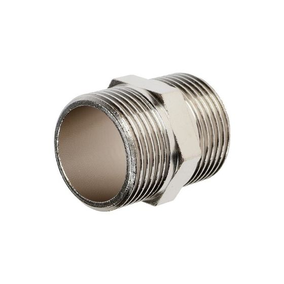 Ниппель ZEIN, 3/4&quot;, наружная резьба, никелированная латунь, фасовка 5 шт.