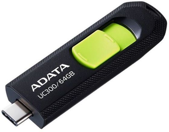 Флеш диск 64Gb ADATA UC300 (ACHO-UC300-64G-RBK/GN) USB3.2 Type-C черный/зеленый