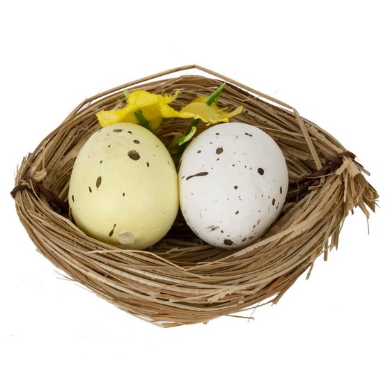 Набор из 6-ти изделий декоративных "Гнездо пасхальное" (6*4,5*2), L18 W12 H3 см