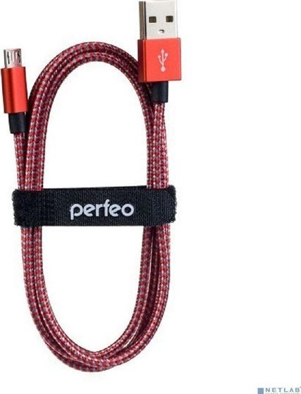 Кабель Perfeo USB 2.0 A(m) - microUSB(m) 3м красно-белый (U4804)