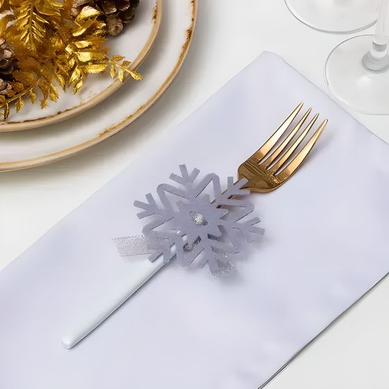 !09 Набор для декора столовых предметов «Снежинка»,16 шт, цвет серый 7х8 см 100% п/э, фетр