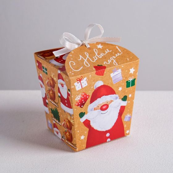 !09 Бонбоньерка (набор 10 штук) 7,5 × 8 × 7,5 см: «Загадай желание» 5 штук + «С Новым годо» 5 штук