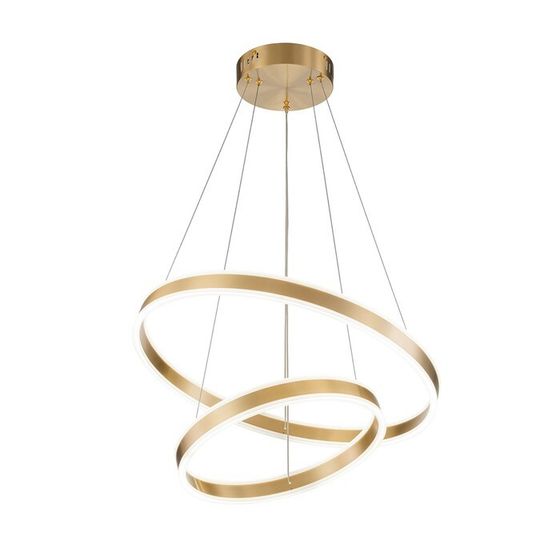 Светильник подвесной Indigo, 14012/2P Brass. 1х135Вт, LED, 10930Лм, 3000-5700К, пульт ИК, 600х600х147/1240 мм, цвет белый матовый