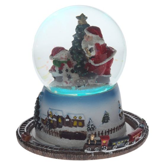 Фигурка декор в стекл шаре &quot;Дед Мороз&quot; (муз с ключ, подсветка), D 10 см, L15,5 W15,5 H15,5 см
