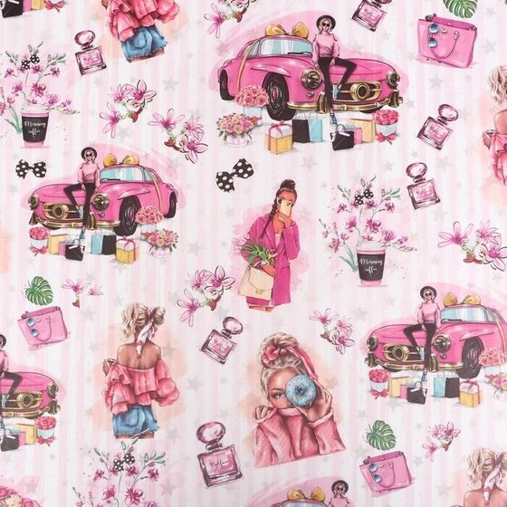 !09 Бумага (набор 3 листа) упаковочная глянцевая двухсторонняя «Кокетка», 70 × 100 см.