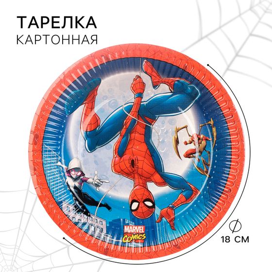 Тарелка бумажная &quot;С Днем Рождения!&quot;, 18 см, Человек-паук