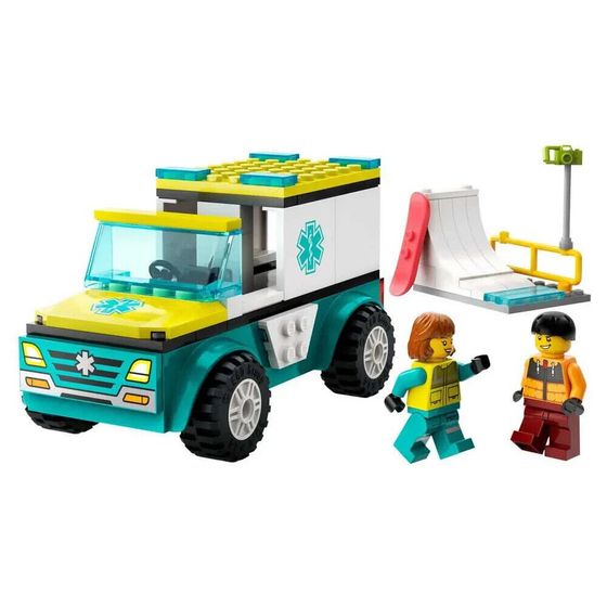 LEGO Emergency Ambulance And Boy With Snowboard Construction Game