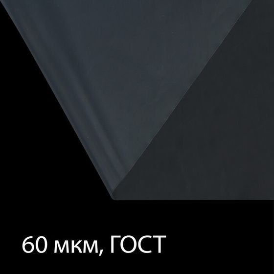 Плёнка полиэтиленовая 60 мкм, прозрачная, длина 10 м, ширина 3 м, рукав (1.5 м × 2), ГОСТ 10354-82