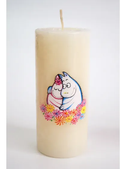 !09 Набор 2 штуки Свеча «Муми тролли»: 7,5×7,5×10 см. + 5x5x12 см.,цвет белый ивори