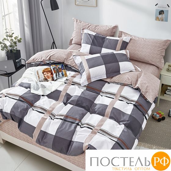 TPIG6-1696 КОД1038, КПБ Twill евро 4 наволочки, 50x70 (2 шт), 70x70 (2 шт), Сатин (Твил), Коробка