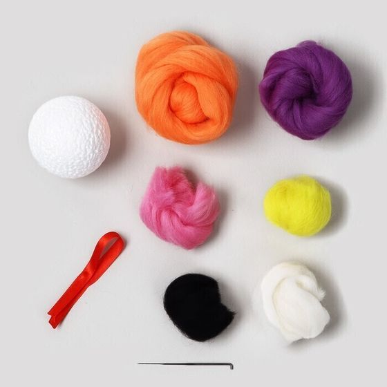 !09 НАБОР 2 ШТУКИ: Ёлочный шар из шерсти «Змея на шар», d = 7 см, новогодний набор для творчества