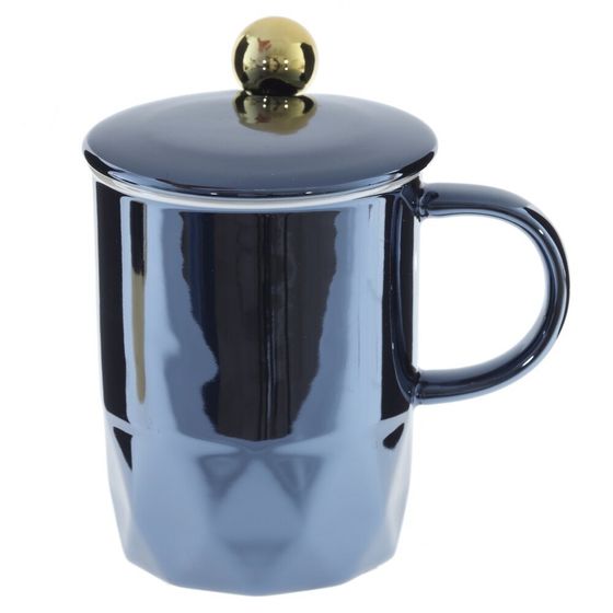 Кружка с крышкой и ложкой, 330 мл, L12 W8 H13 см, 2в.