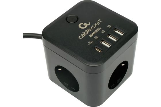 Сетевой фильтр Cablexpert Cube CUBE-3-CU3-B-1.5 3 розеток 1,5м черный (CUBE-3-CU3-B-1.5)