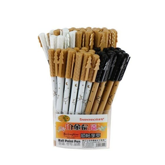 !НАБОР 10 ШТУК  - Ручка шариковая &quot;Ёлка&quot; с рисунком , стержень синий, линия 0.5 мм, корпус МИКС