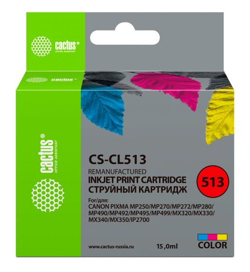 Картридж струйный Cactus CS-CL513 многоцветный (15мл) для Canon Pixma MP240/MP250