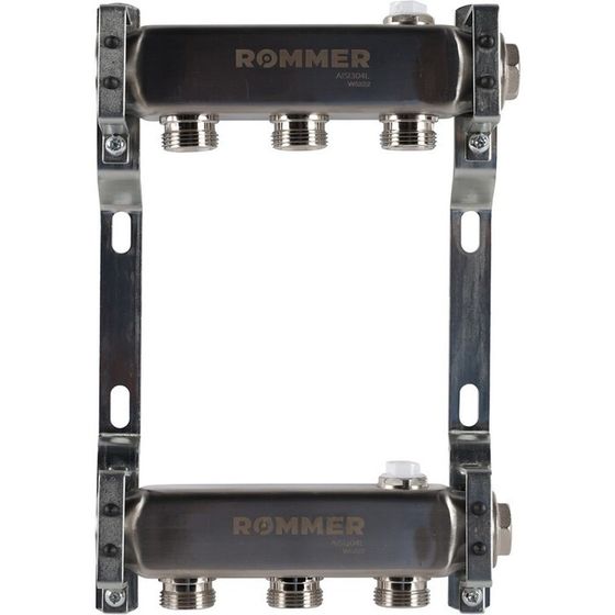 Коллектор ROMMER RMS-4401-000003, 1&quot;х3/4&quot;, 3 выхода, для радиаторной разводки, нерж. сталь