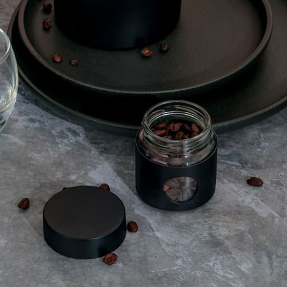 Набор стальной френч пресс 1000мл  баночка для чая/кофе BLACK EDITION