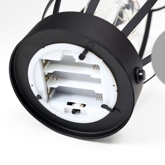 !09 Ночник лофт 16461/1 LED от батареек 3хАА черный 14х14х25,5 см