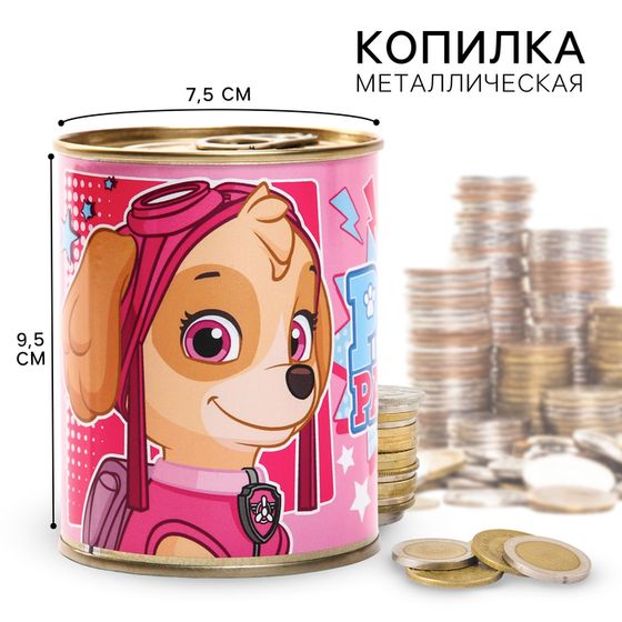 Копилка металлическая, 9,5 см х 7,5 см х 7,5 см &quot;Скай&quot;, Щенячий патруль