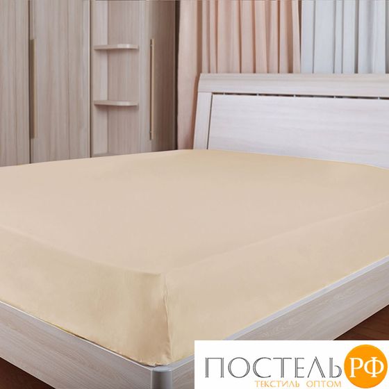 114311407-cr011 Простыня на резинке Primavelle 180х200 сатин кремовый, (высота-25 см)