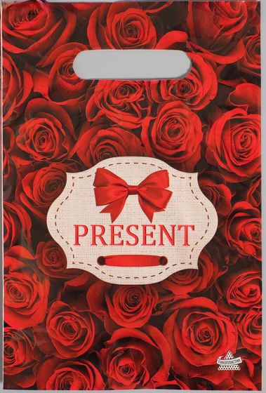 !09 Пакет &quot;Презент&quot; (набор 25 штук) полиэтиленовый с вырубной ручкой, 30 мкм 20 х 30 см.