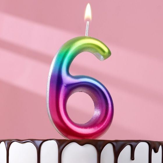 Свеча в торт «Цифра 6», 9 см