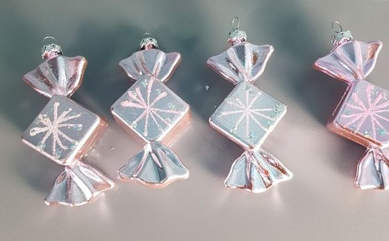 !09 Набор из 8-ми конфет: Елочное украшение &quot;Конфетка&quot; 10 см. блеск цвет розовый