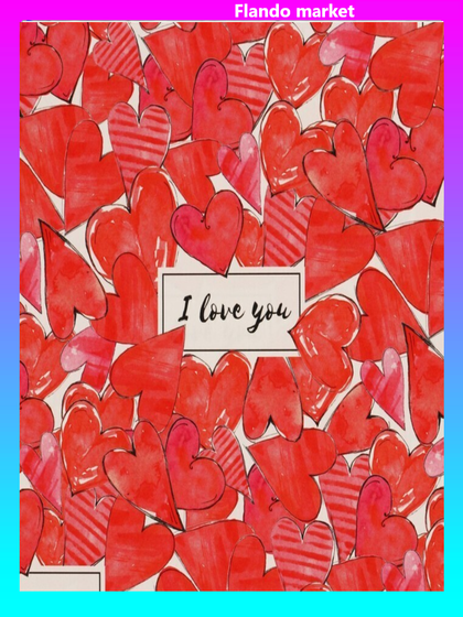 !09 Бумага упаковочная 2 листа глянцевая Love, 70 × 100 см.