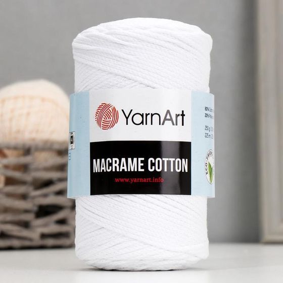 Пряжа &quot;Macrame Cotton&quot; 20% полиэстер,80% хлопок  225м/250гр (751 белый)