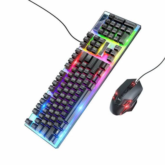 Клавиатура+мышь Hoco GM18 Luminous проводная LED черный
