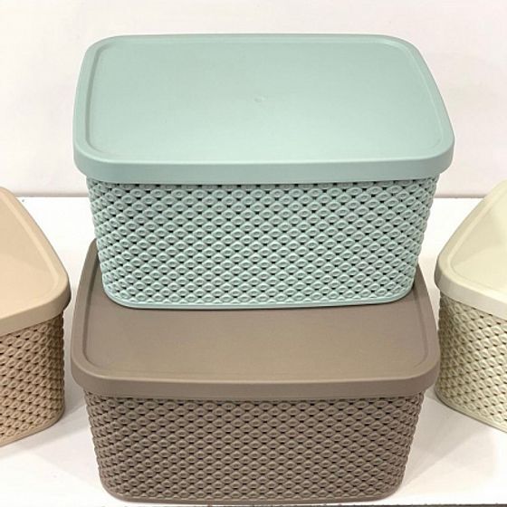 Ящик для хранения DIAMOND латте 13л с крышкой