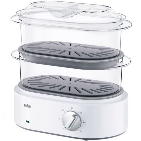Пароварка Braun FS5100WH 2ярус. 2,1л 850Вт белый
