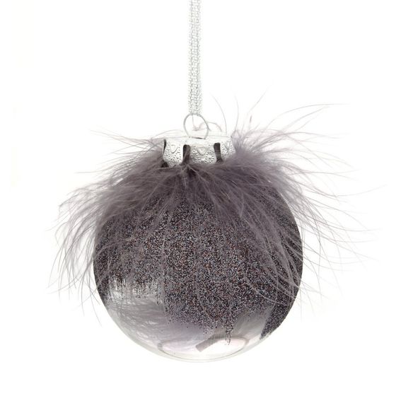 Набор из 12шт, Украшение новогоднее Шар &quot;Перышко страуса&quot;, D 8 см, L35 W27 H9 см