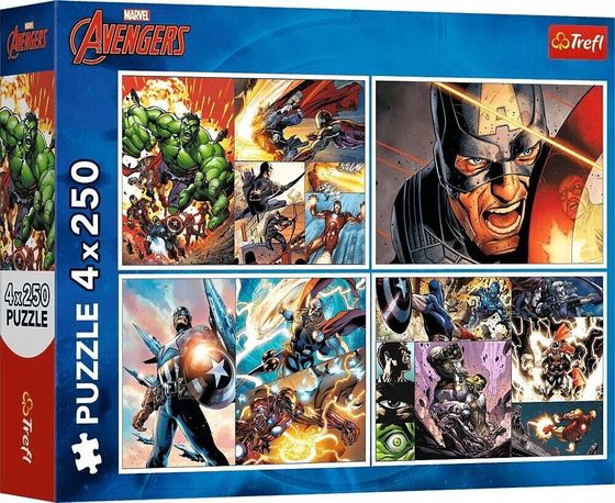 Trefl PUZZLE 4X250 TREFL AVENGERS BOHATERSKIE DNI PUD6