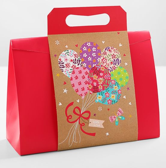 !09 Пакет крафтовый квадратный (набор 2 штуки) «Праздничные шары», 14 × 14 × 9 см.