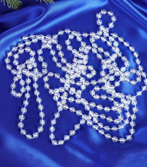 !09 Комплект из 2-х штук - Бусы на ёлку «Ледяные шарики», длина 2.7 м, d=7.5 мм, белые