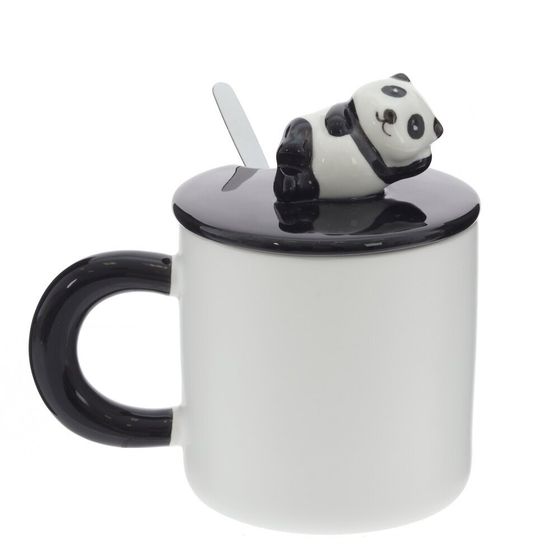 Кружка с крышкой и ложкой, 350 мл, L13 W9 H13 см