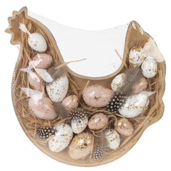 Набор из 18-ти изделий декоративных подвесных &quot;Яйцо&quot; (4*6, 3*4), L29 W31 H4,5 см