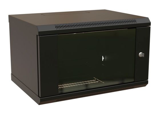 Шкаф коммутационный WRline (WR-TW-0666-GP-RAL9004) настенный 6U 600x600мм пер.дв.стекл 2 бок.пан. направл.под винты 60кг черный 500мм 367мм IP20 стал