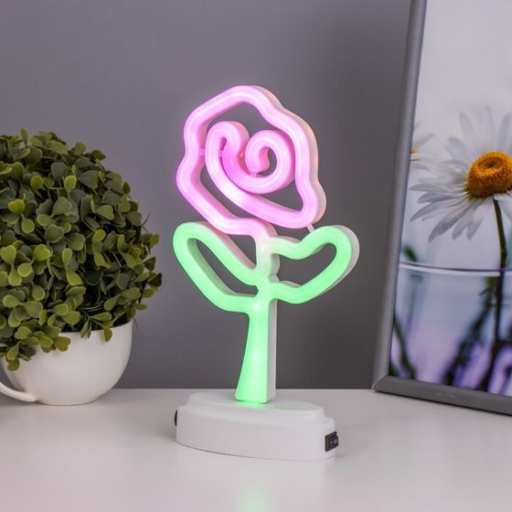 Фигурка светящаяся RISALUX «Цветок», LED-ночник, USB, 13×5.4×24 см