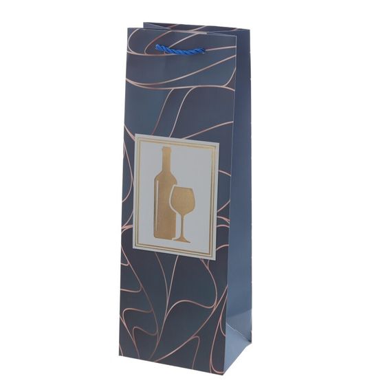 Пакет подарочный  для бутылок (бумага 210г/м2, блок микс 12шт), L12 W9 H35 см, 4в.