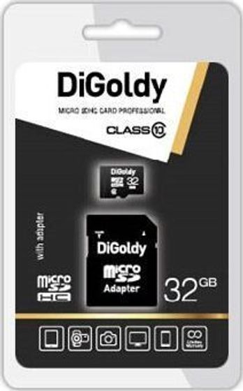 Карта памяти microSDHC 32GB Digoldy + адаптер SD