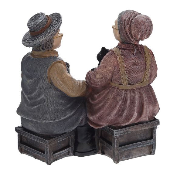 Фигурка декоративная "Бабушка с дедушкой", Д11,5 Ш9,5 В12 см, 1 штука, дизайн микс